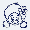 Babyaufkleber mit Namen - Kopf eines Mdchens mit einer Blume