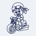 Autoaufkleber mit Kindernamen - Junge auf einem Motorrad