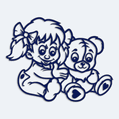 Babyaufkleber mit Namen - Kleines Mdchen mit Teddybr