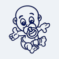 Babyaufkleber mit Namen - Kleiner Junge mit einem Schnuller